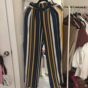 Bershka Multicolor Striped Wide Leg Pants
